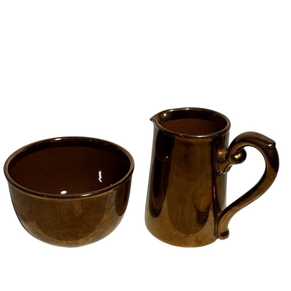 Vintage Gibsons Copper Lustre Creamer & Sugar Bowl Set
